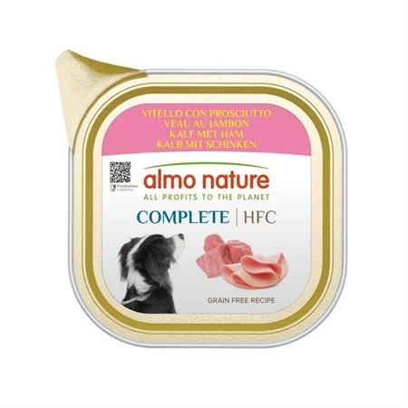 almo nature hfc complete vitello con prosciutto 150 gr vaschetta umido per cani