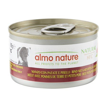 almo nature hfc dog cuisine manzo con patate e piselli 95 gr umido cane