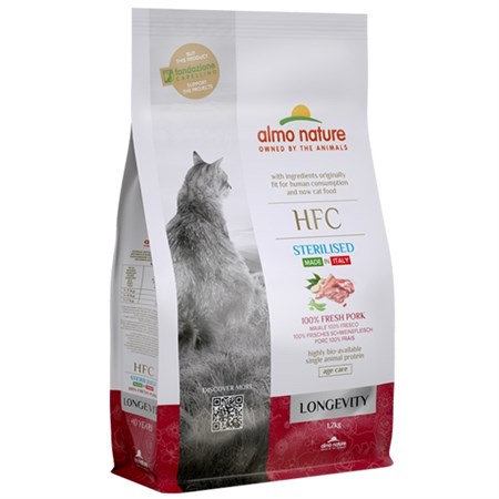 almo nature hfc longevity sterilised maiale 1 2 kg crocchette per gatti