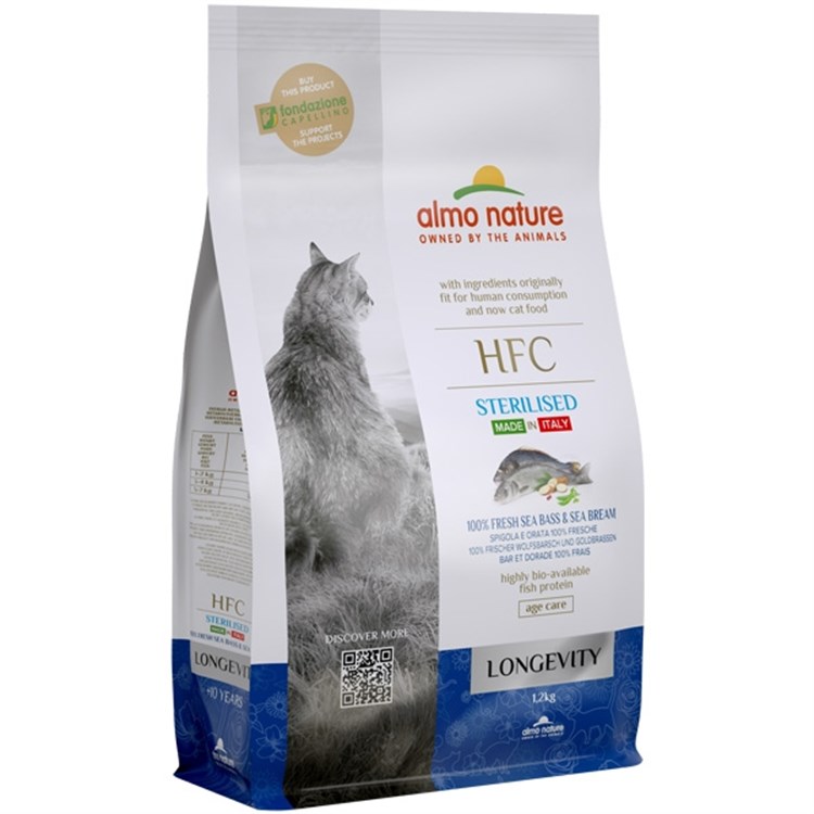 Almo Nature HFC Longevity Sterilised Spigola e Orata 1,2 kg Crocchette Per Gatti