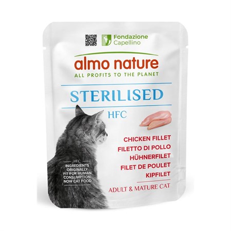 almo nature hfc sterilised filetto di pollo 55 gr bustine umido gatto