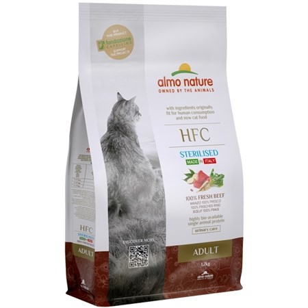 Almo Nature HFC Sterilised Manzo 1,2 kg Crocchette Per Gatti in Cani