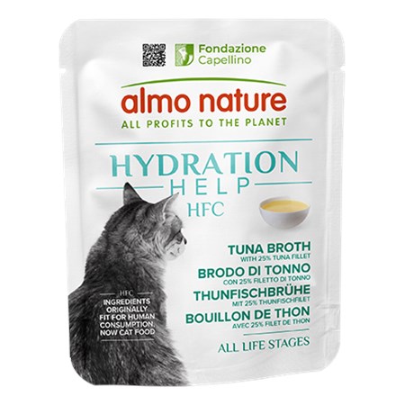 almo nature hydration help brodo di tonno con filetti di tonno 50 gr bustine per gatti