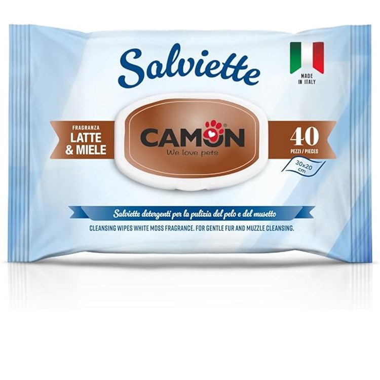 Camon 40 Salviette Detergenti Latte Miele Per Pelo E Musetto