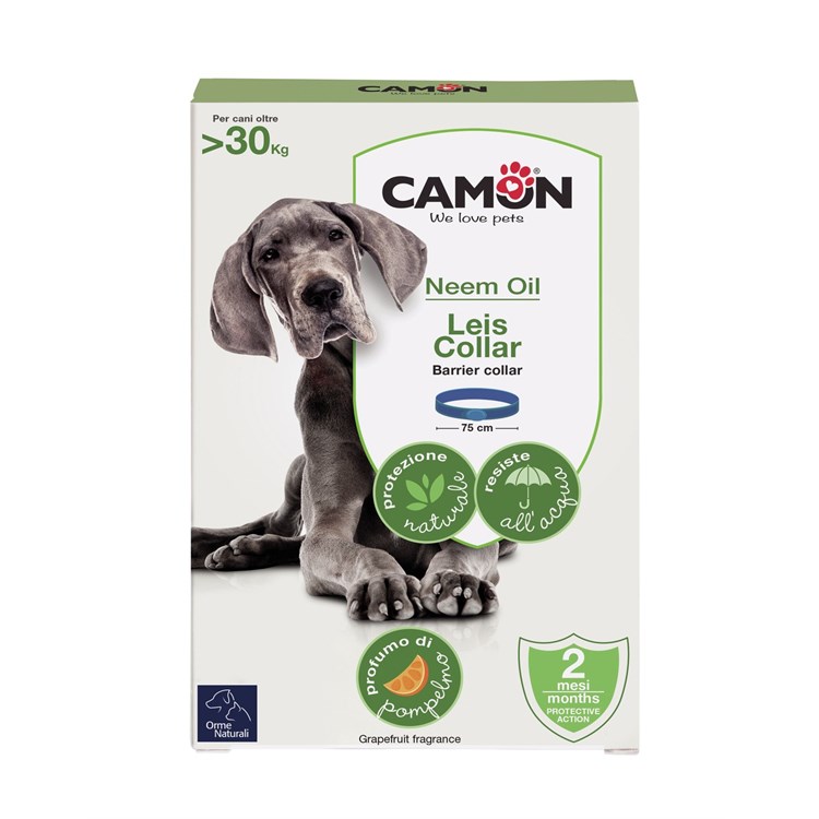 Camon Protection Orme Naturali LEIS Collare Maxi Olio Di Neem Cane oltre 30 kg 75 cm