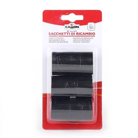 camon sacchetti di ricambio neri 3 rotolini da 20 strappi