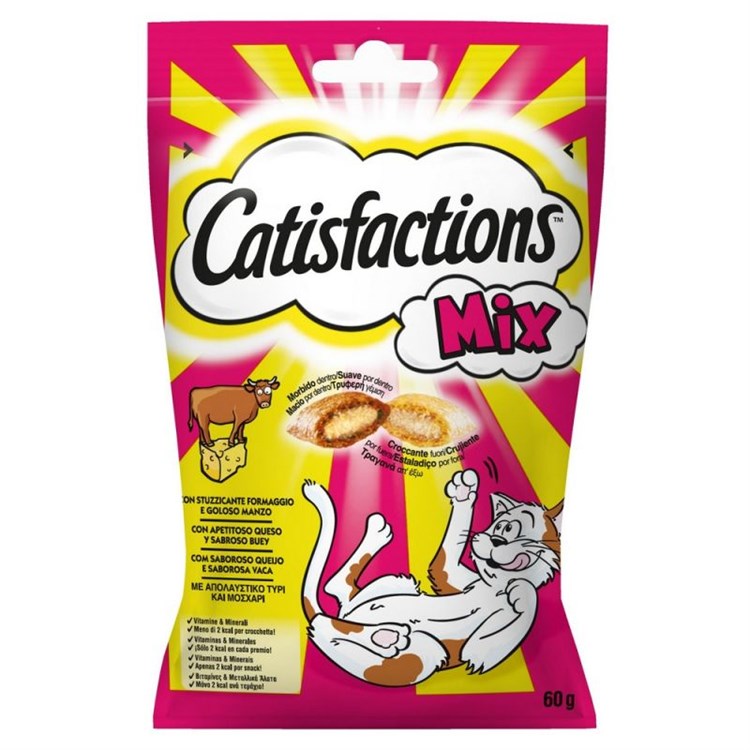 Catisfactions Mix Snack Per Gatti 60 gr Manzo e Formaggio