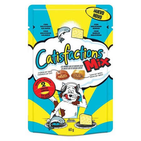catisfactions mix snack per gatti 60 gr salmone e formaggio