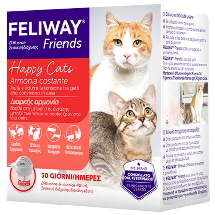 Ceva Feliway Friends Diffusore e Ricarica 48 ml Kit Per Gatti
