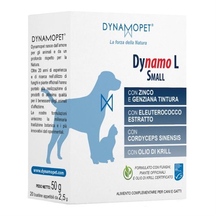 Dinamopet Dynamo Small 20 Bustine da 2,5 Gr Per Cani e Gatti fino a 5 kg