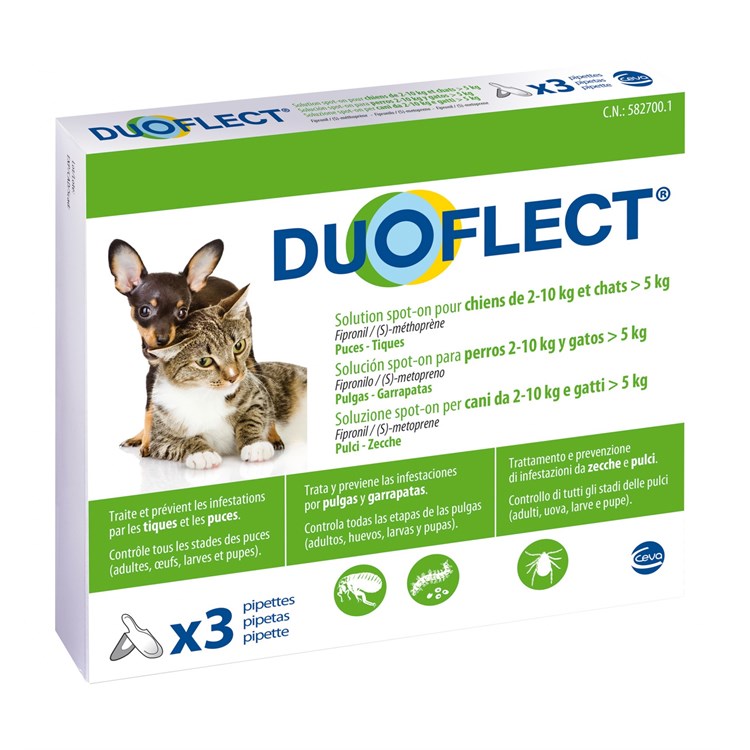 Duoflect cani 2-10 kg e gatti oltre 5 kg spot on 3 pipette