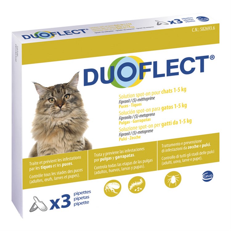 Duoflect gatti 1-5 kg spot on 3 pipette Antiparassitario