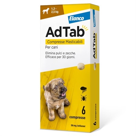 elanco adtab antiparassitario per cani da 13 a 25 kg 6 compresse 56 mg