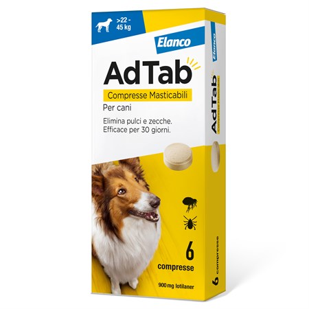 elanco adtab antiparassitario per cani da 22 a 45 kg 6 compresse 900 mg