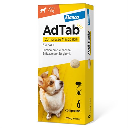 elanco adtab antiparassitario per cani in compresse da 55 a 11 kg 6 compresse 225 mg