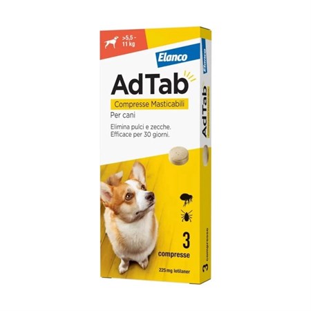 elanco adtab per cani da 5 5 a 11 kg 3 compresse 225 mg