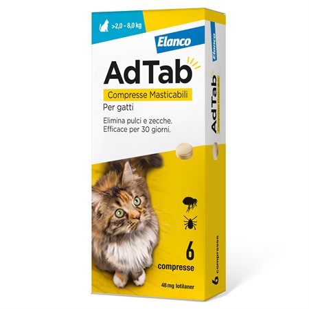 elanco adtab per gatti da 2 a 8 kg 6 compresse 48 mg