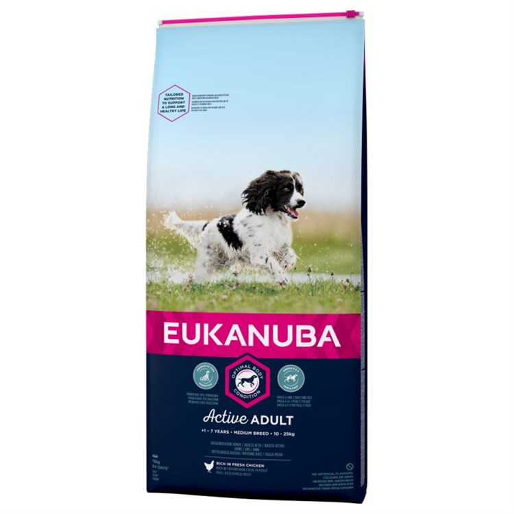 Eukanuba Active Adult Medium Breed Pollo 12 kg (ex formato 15 kg)