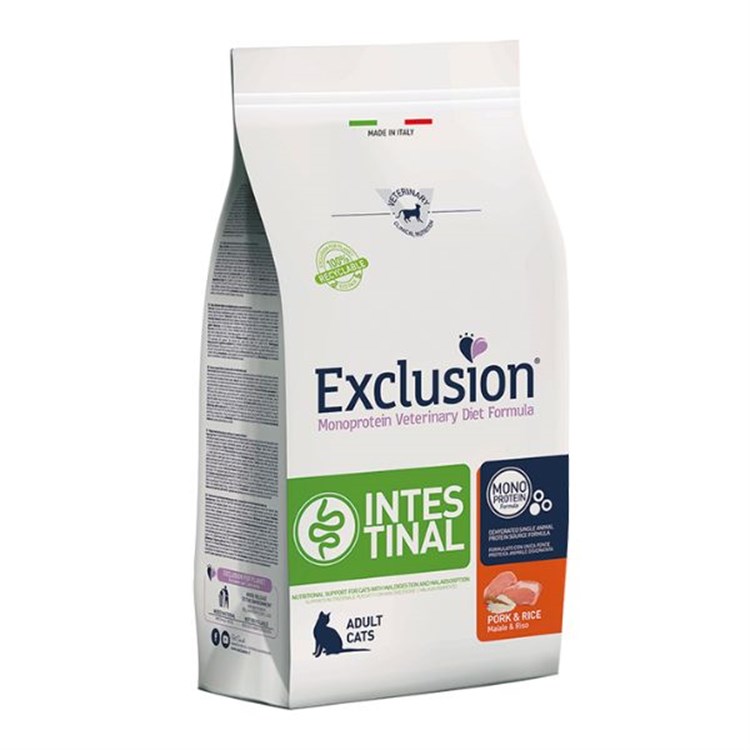 Exclusion Diet Cat Intestinal Maiale e Riso 1,5 kg Gatto DANNEGGI