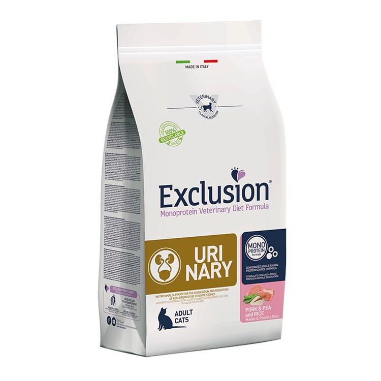 Exclusion Diet Cat Urinary Maiale e Riso 1,5 kg Crocchette Per Gatto