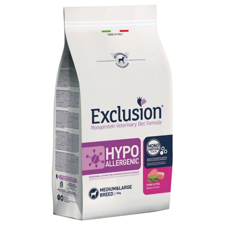 Exclusion Diet Hypoallergenic Medium Large Maiale e Piselli 12 kg DANNEGGIATO