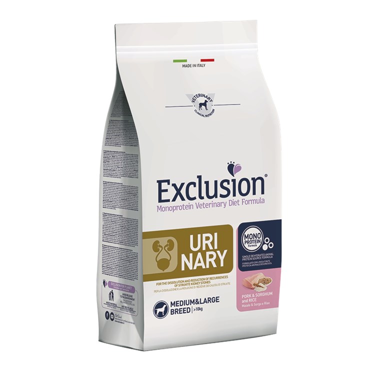 Exclusion Diet Urinary Medium Large Maiale Sorgo Riso 12 kg Per Cani
