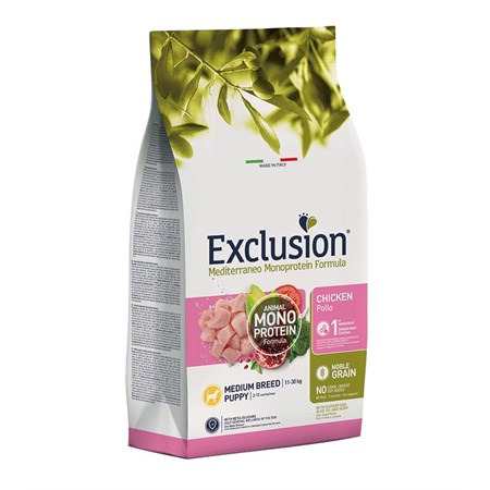 exclusion mediterraneo puppy medium breed pollo 3 kg
