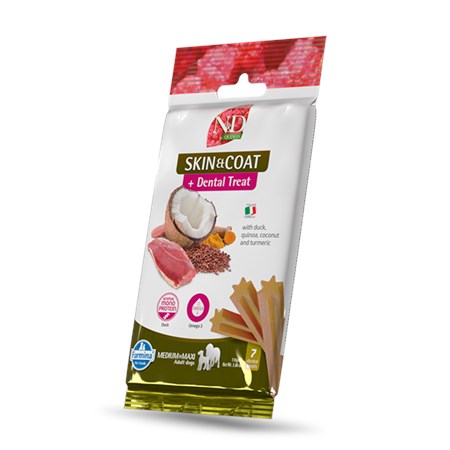 farmina dog quinoa dental treat skin coat anatra medium maxi 110 gr snack per cani