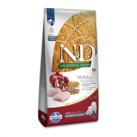 farmina n d ancestral low grain puppy medium maxi 12 kg pollo e melograno