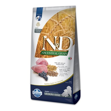 farmina n d ancestral low grain puppy medium maxi agnello mirtillo 12 kg
