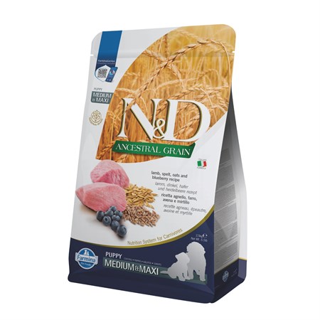 farmina n d ancestral low grain puppy medium maxi agnello mirtillo 2 5 kg per cani