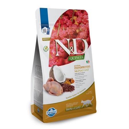 farmina n d grain free quinoa skin coat quaglia 1 5 kg gatto
