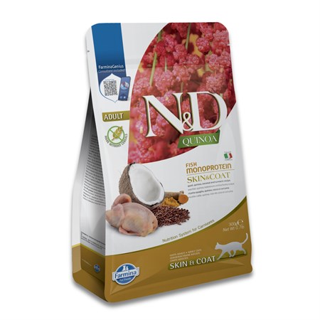 farmina n d grain free quinoa skin coat quaglia 300 gr gatto