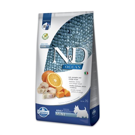 farmina n d ocean pumpkin grain free adult mini merluzzo e zucca 7 kg