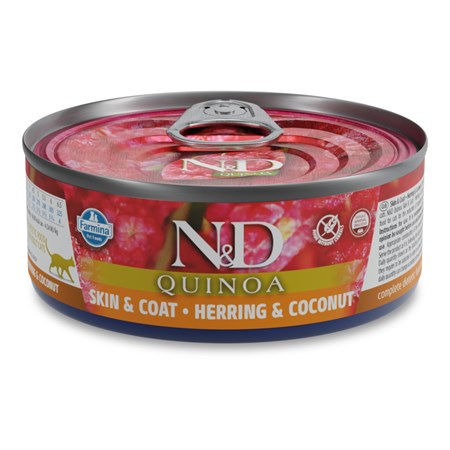 farmina n d quinoa 80 gr skin coat aringa wet umido gatto