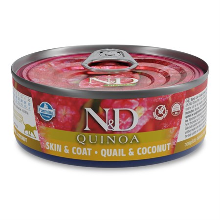 farmina n d quinoa 80 gr skin coat quaglia wet umido gatto
