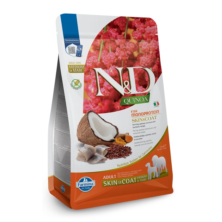 Farmina N/D Quinoa Grain Free Adult Medium Large Skin & Coat Aringa Cocco 2,5 Kg