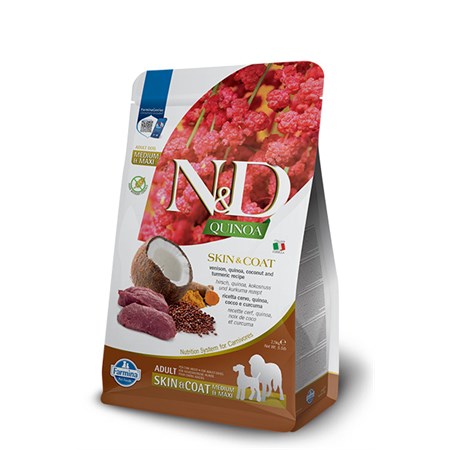 farmina n d quinoa grain free adult all breed skin coat cervo cocco 7 kg