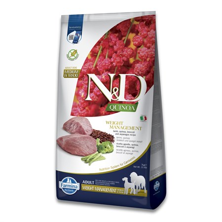 farmina n d quinoa grain free adult all breed weight management agnello 7 kg