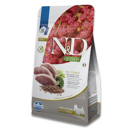 farmina n d quinoa grain free adult mini neutered anatra 800 gr per cani novita