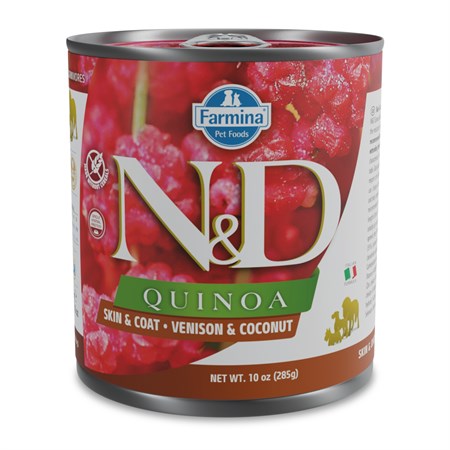 farmina n d umido quinoa dog adult skin coat cervo e cocco 280 gr