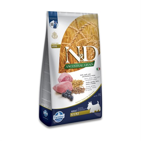 farmina nd ancestral low grain adult mini agnello e mirtillo 7 kg