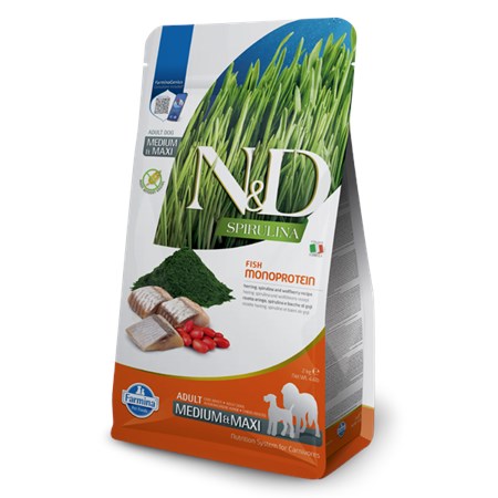 farmina nd aringa spirulina adult medium maxi 2 kg alimento cani scadenza 191126