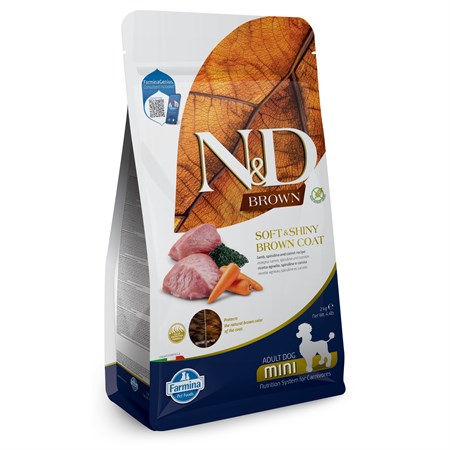 farmina nd brown coat agnello spirulina adult mini 5 kg alimento cani