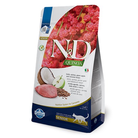 farmina nd grain free quinoa senior agnello 1 5 kg crocchette per gatto