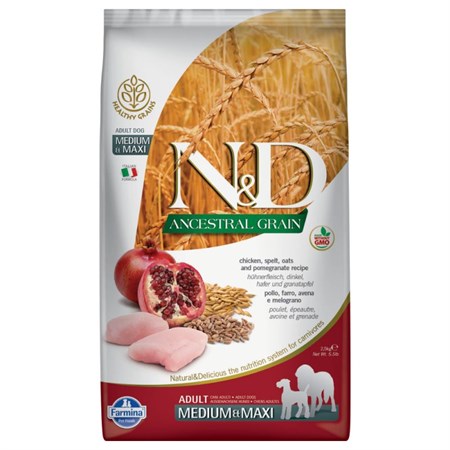 farmina n d low ancestral grain medium maxi adult pollo e melograno 2 5 kg per cani