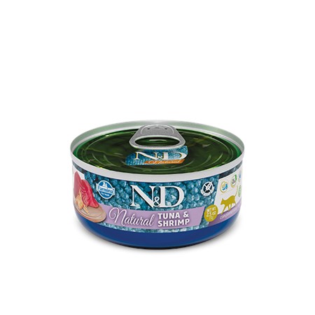 farmina nd natural tonno gamberetti 70 gr umido gatto