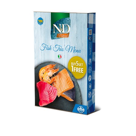 farmina nd natural trio fish menu 420 gr 6 scatolette da 70 gr gatto