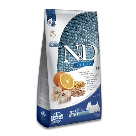 farmina nd ocean mini adult merluzzo farro avena arancia 7 kg cane