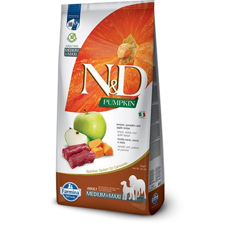 farmina nd pumpkin adult medium maxi cervo zucca mela 12 kg cane